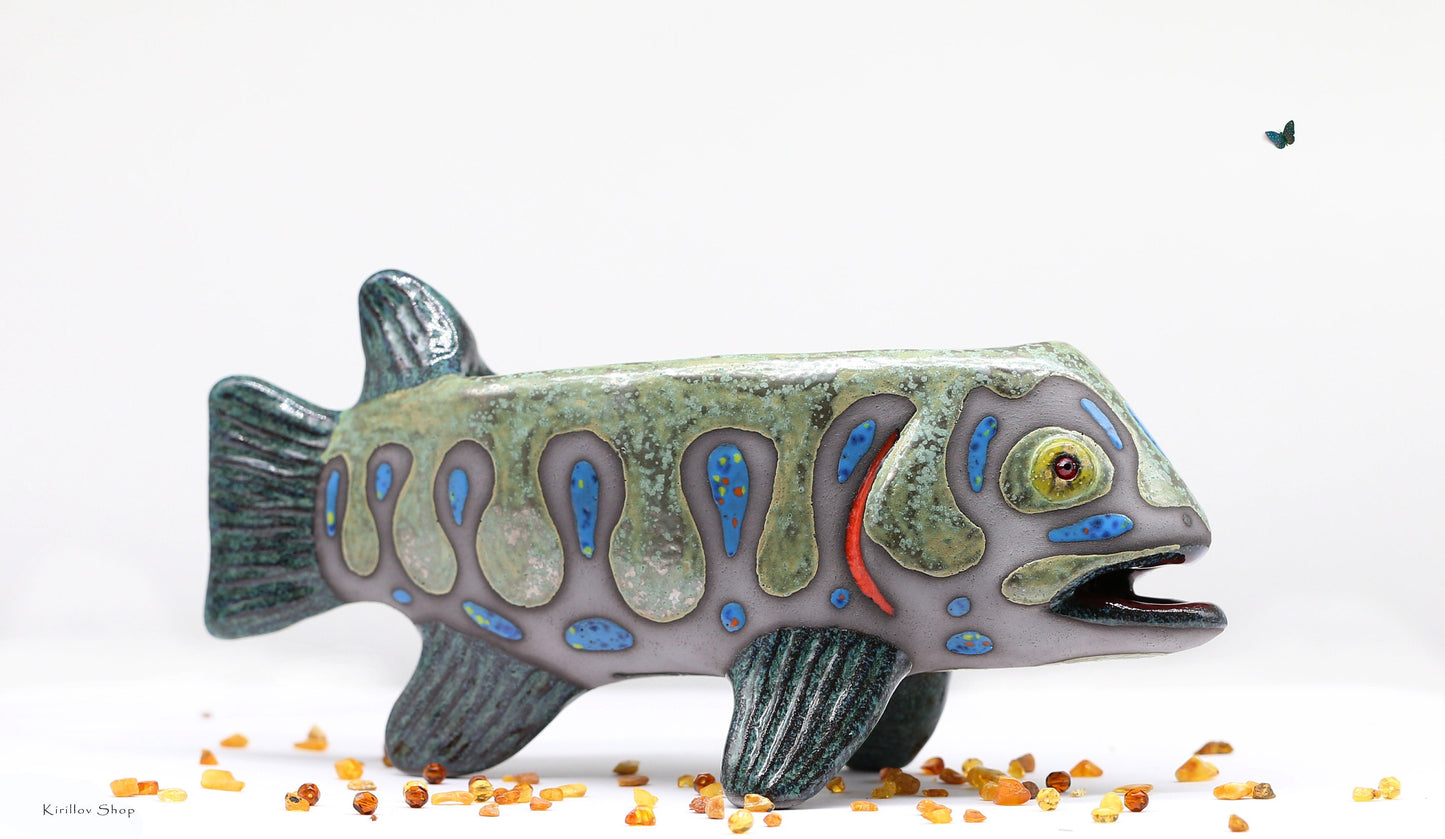 Vase Fish Art Sculpture Ceramic Modern Figurine Table Decor Handmade Unique Gift, MADE TO ORDER