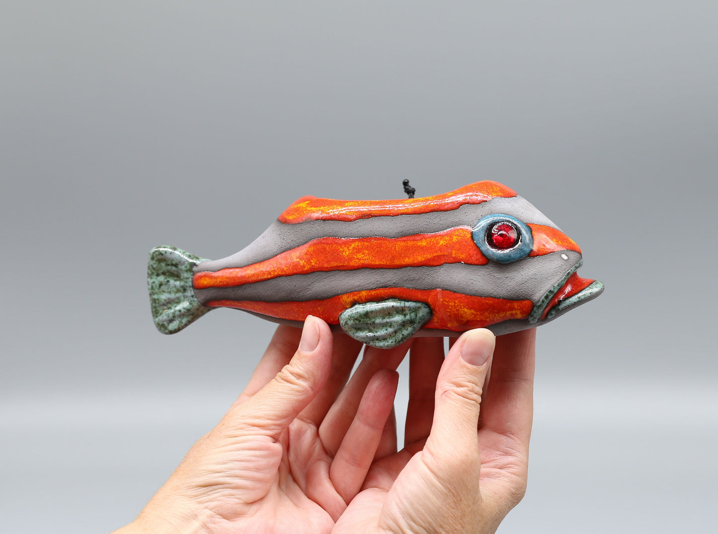 Handmade Ceramic Fish Wall Vase: Coastal Home Decor