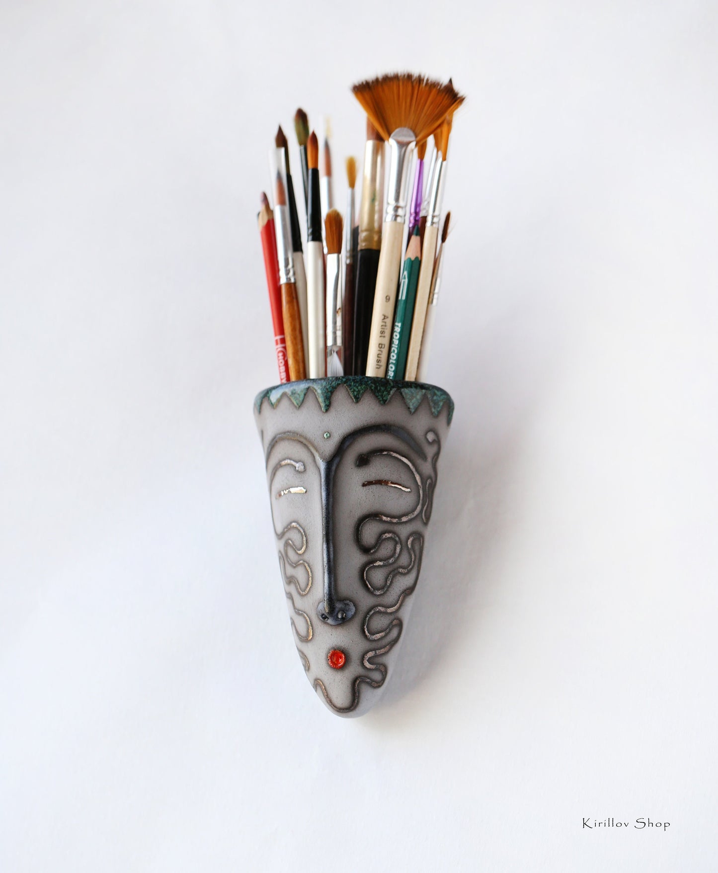 Handmade Ceramic Wall Vase – Face Sculpture, 3D Wall Art