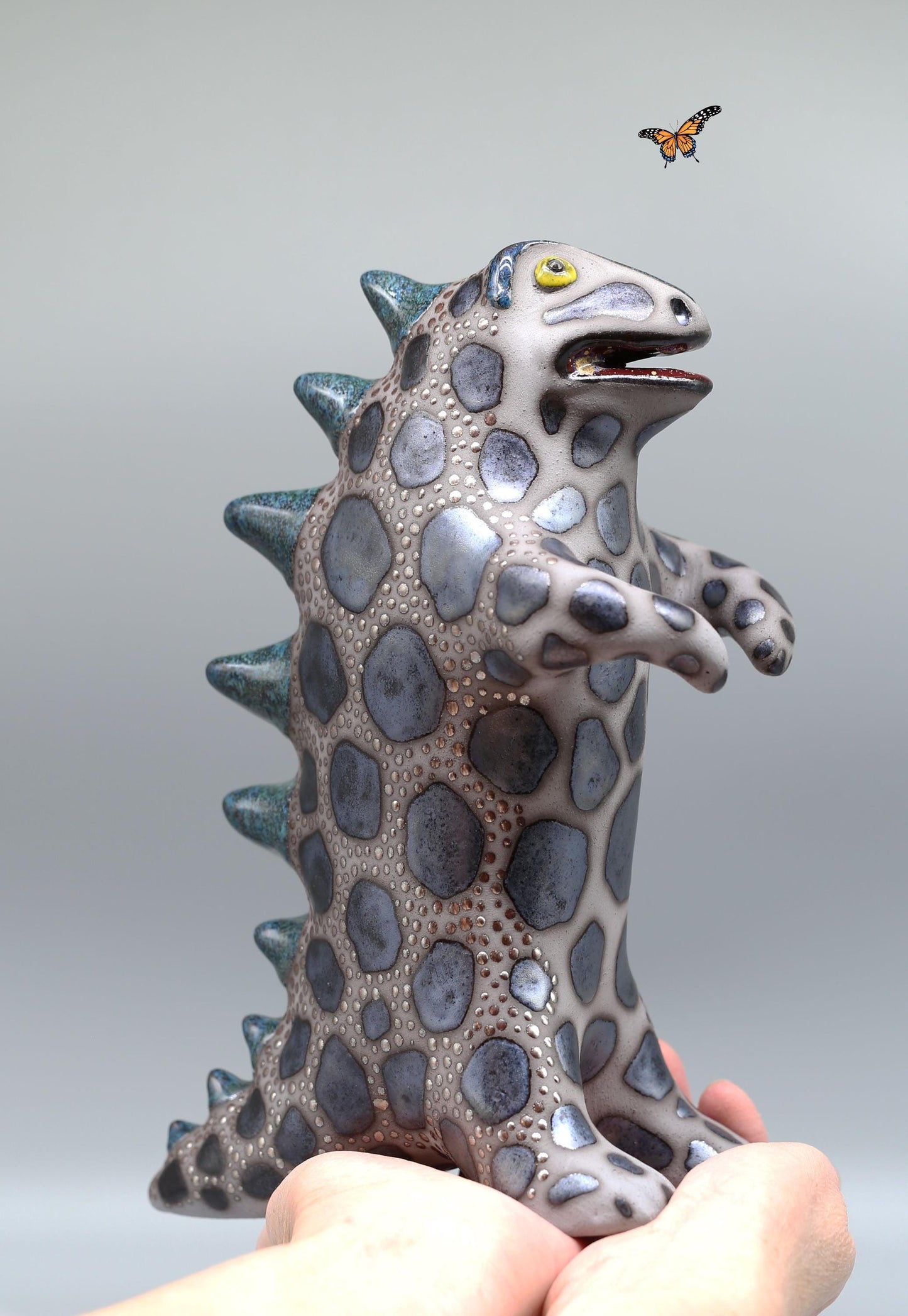 Handmade Ceramic Godzilla Dinosaur Sculpture – Made to Order