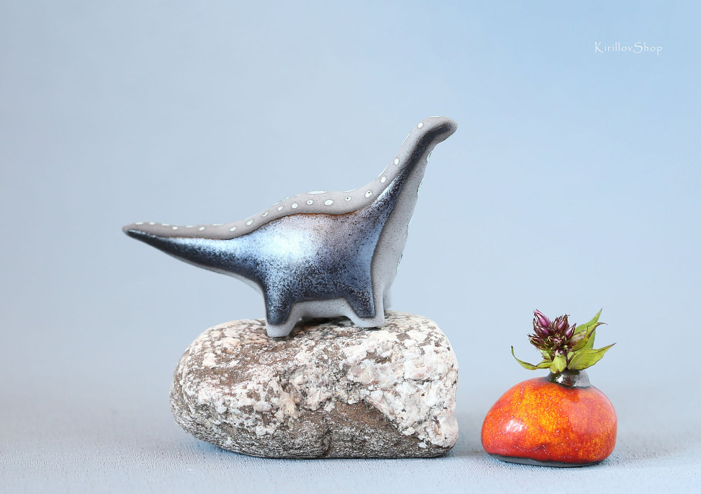 Ceramic Sculpture Dinosaur, Unique Modern Figurine, Long Neck Dinosaur, Handmade Art, Cute Reptile, Dragon, Collectible, MADE TO ORDER