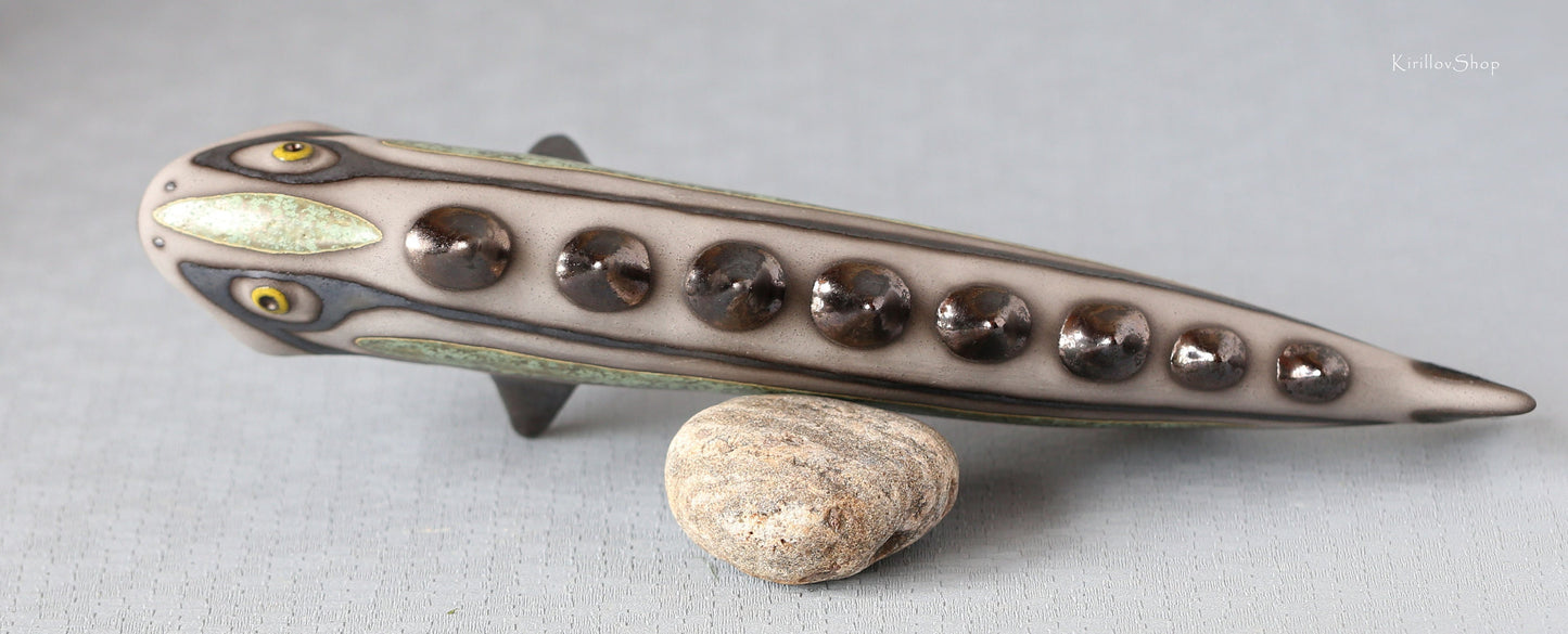 Handmade Ceramic Fish Sculpture: Modern Table Decor Figurine
