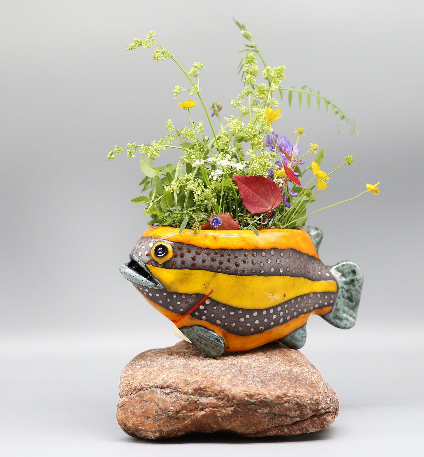 Creative Ceramic Fish Wall Hanging, Handmade Vase Art MADE TO ORDER