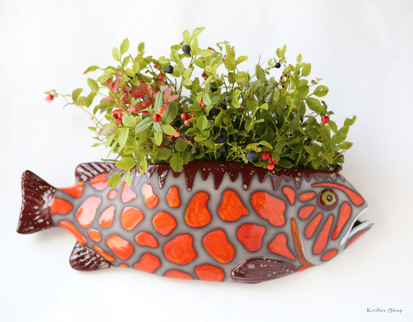 Ceramic wall vase for flowers, Fish  wall decoration, Handmade wall mountable plant vase, Personalize  gift, Home decor,  MADE TO ORDER