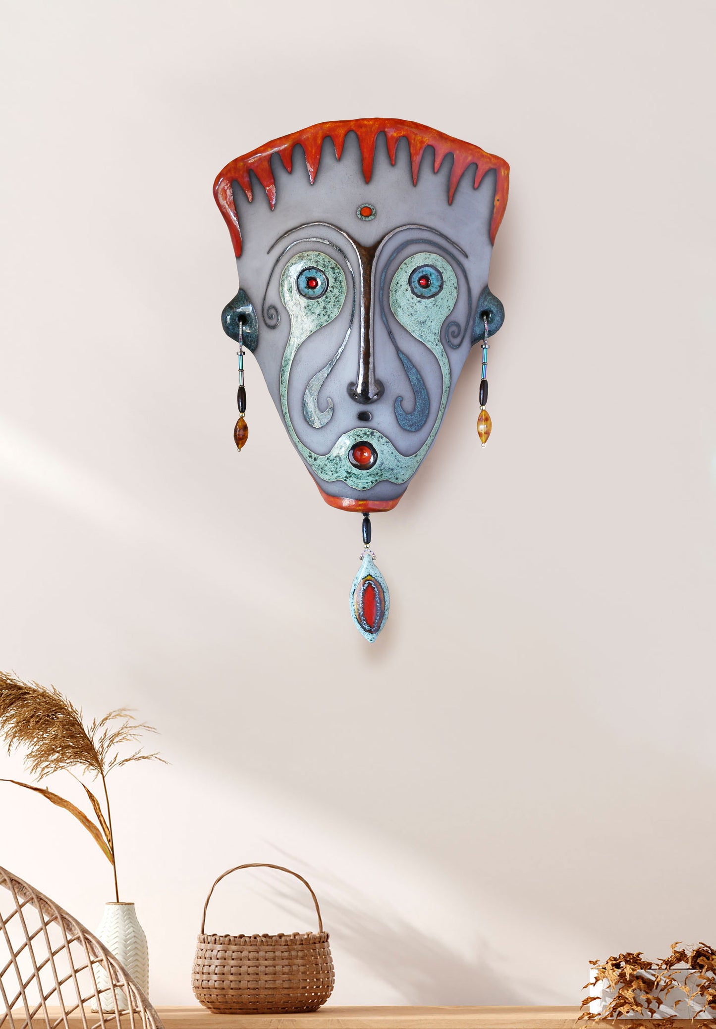 Original Ceramic Wall Mask - Handmade Sculpture - Unique Home Decor