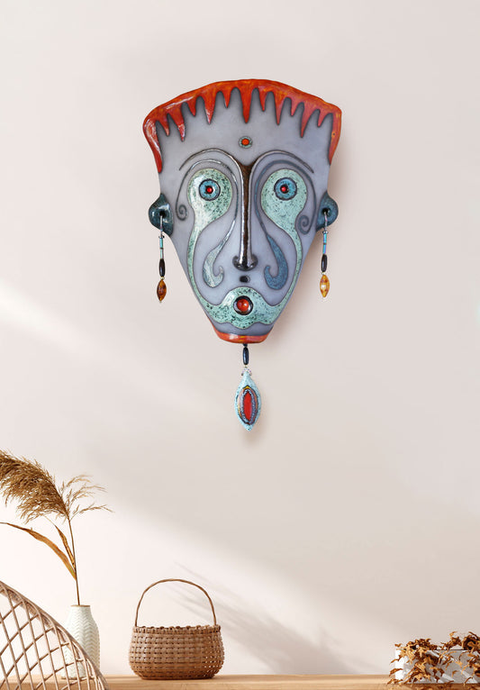 Original Ceramic Wall Mask - Handmade Sculpture - Unique Home Decor